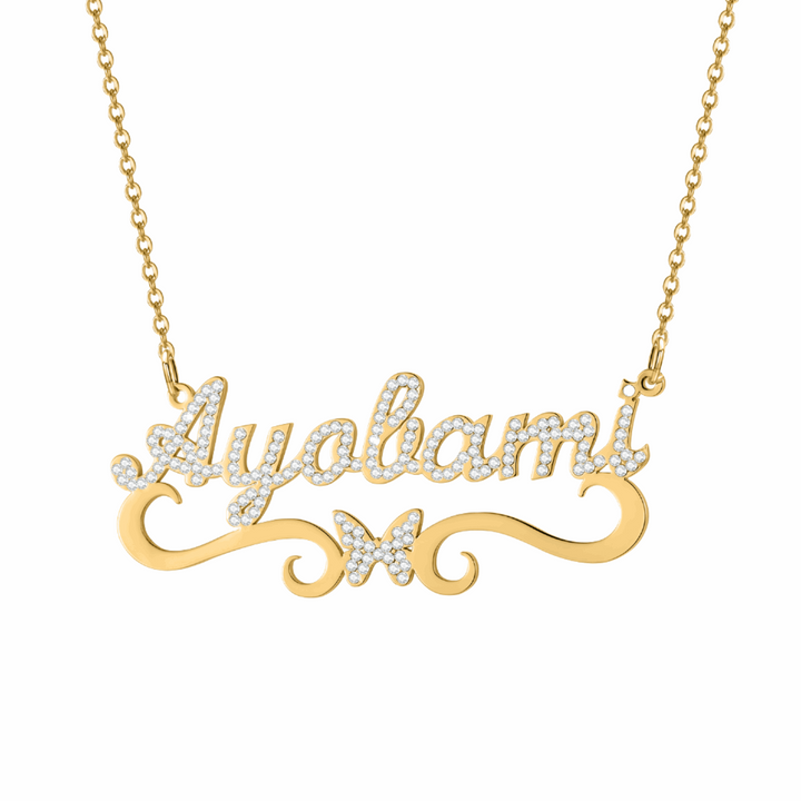 Iced Butterfly Name Necklace - ClickNShopGoods