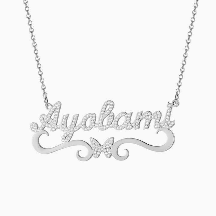 Iced Butterfly Name Necklace - ClickNShopGoods