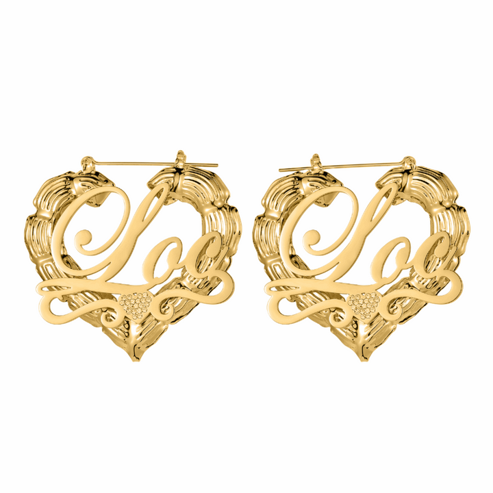 Heart Bamboo Name Earrings