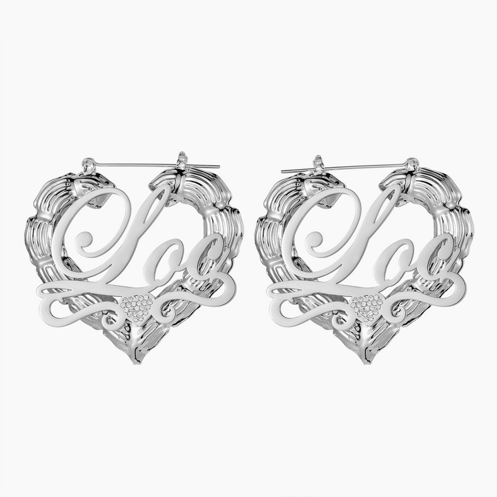 Heart Bamboo Name Earrings