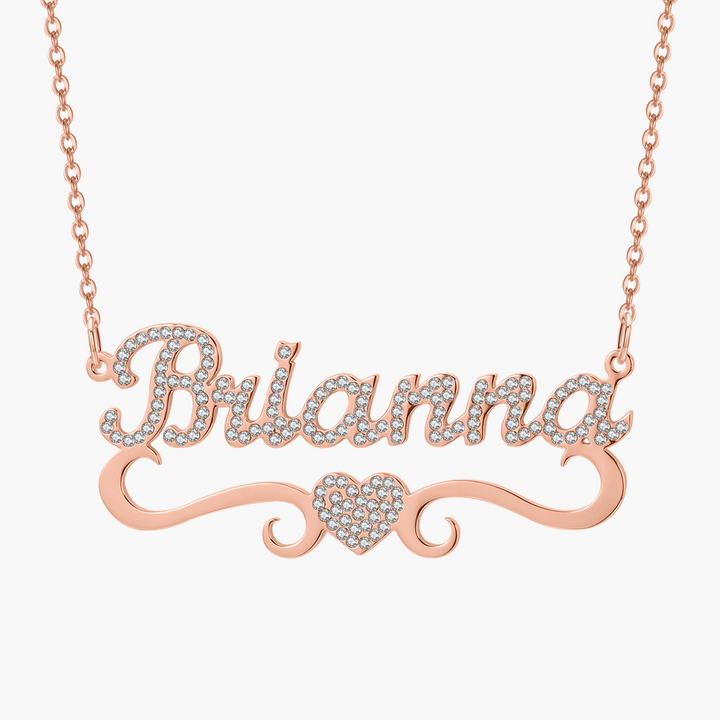 Custom Iced Out Heart Name Necklace