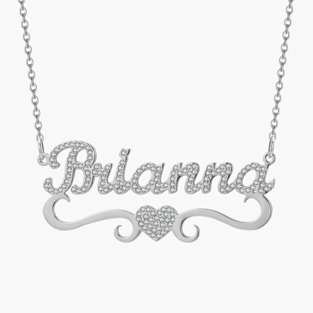 Custom Iced Out Heart Name Necklace