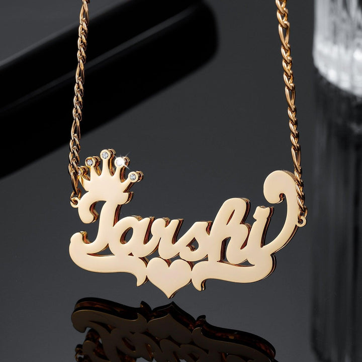 Double Plated Crown Name Necklace - ClickNShopGoods