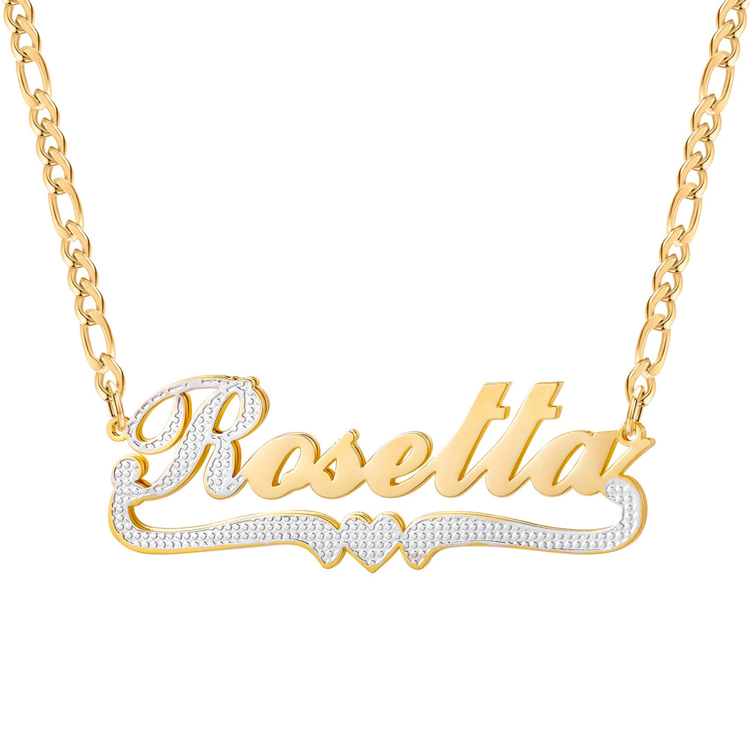 Two Tone Heart Name Necklace - ClickNShopGoods