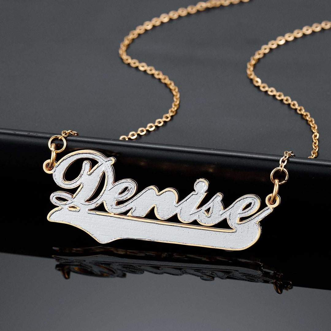 Two Tone Swiped Name Necklace - ClickNShopGoods