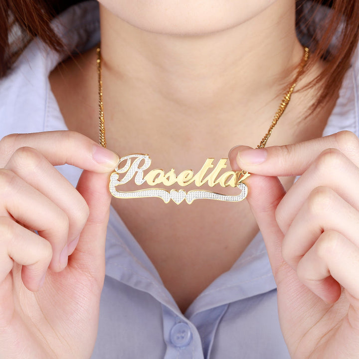 Two Tone Heart Name Necklace - ClickNShopGoods