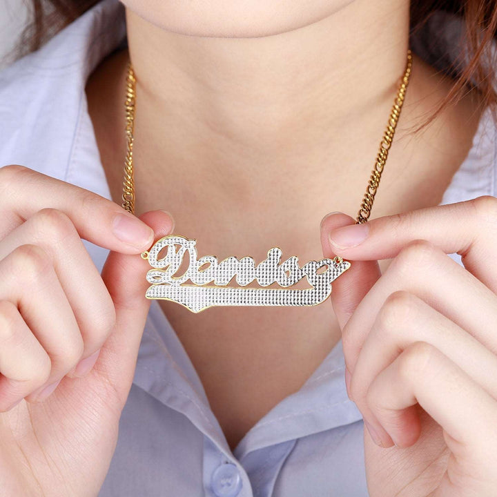 Two Tone Swiped Name Necklace - ClickNShopGoods