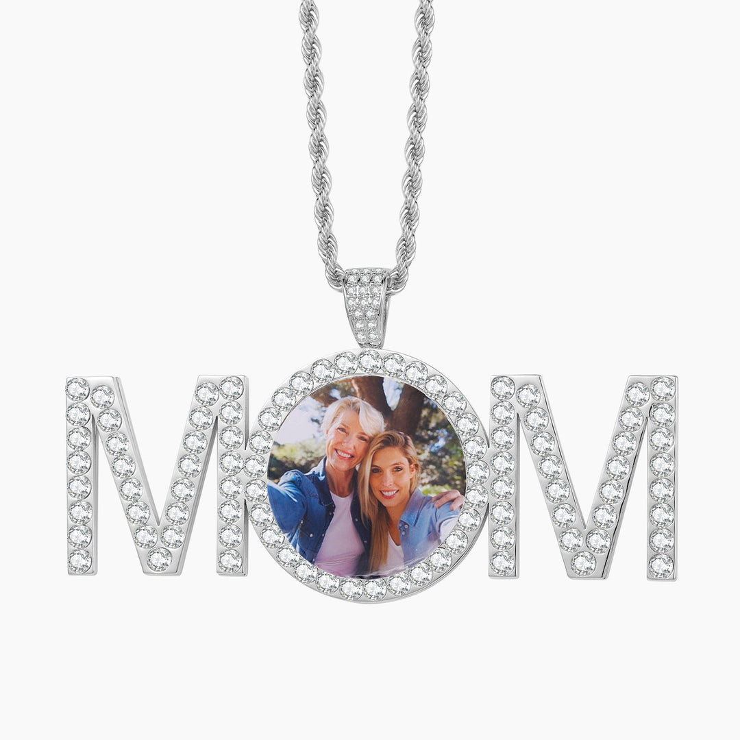 Iced MOM Photo Necklace