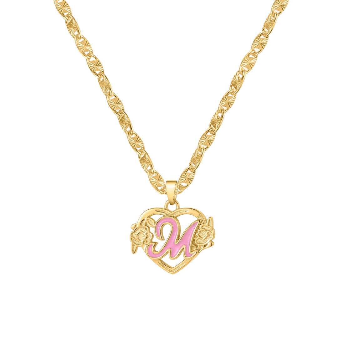 Peach Blossom Initial Letter Necklace - ClickNShopGoods