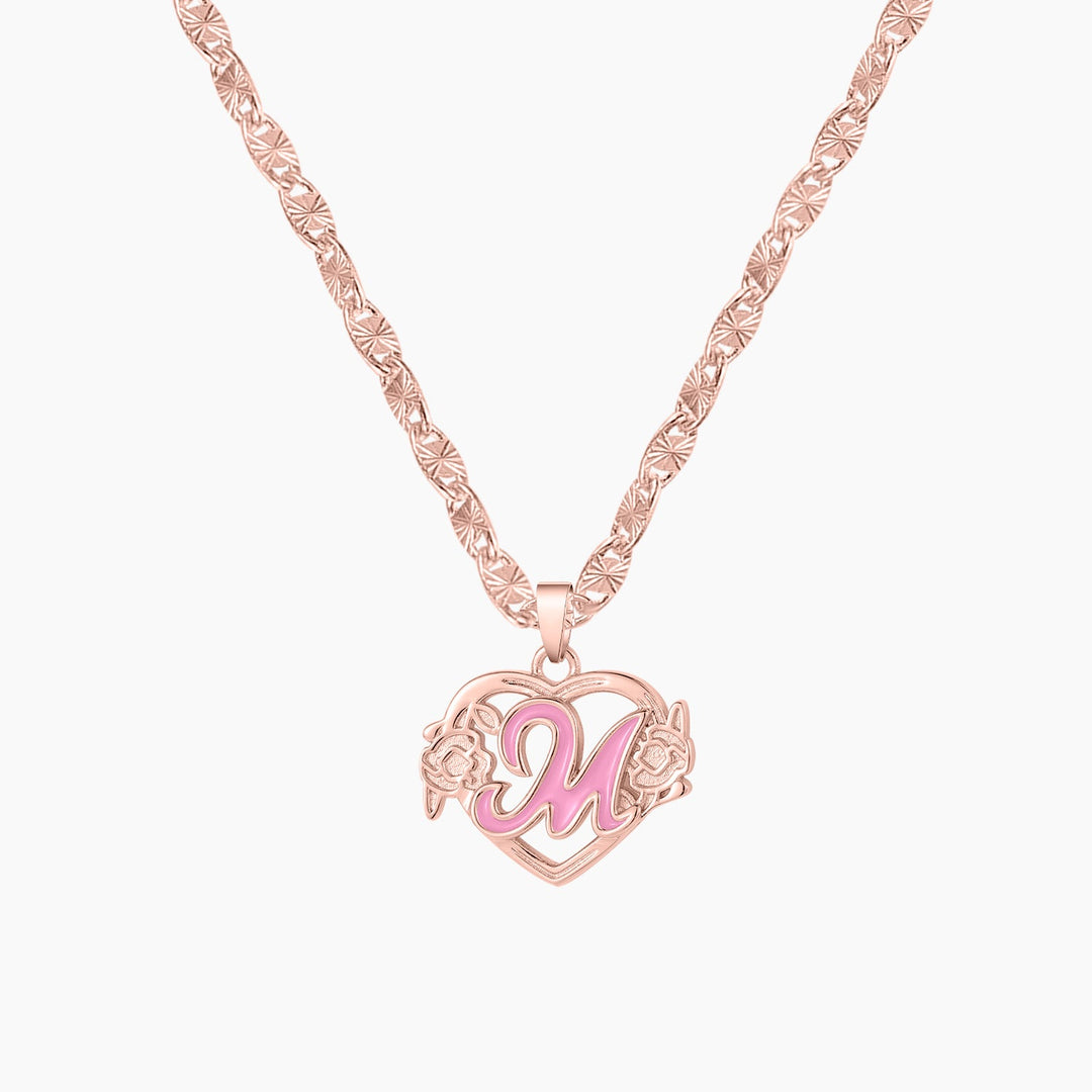 Peach Blossom Initial Letter Necklace - ClickNShopGoods