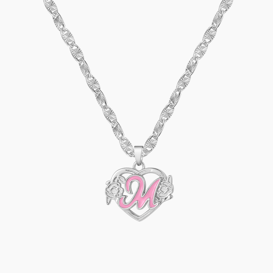 Peach Blossom Initial Letter Necklace - ClickNShopGoods