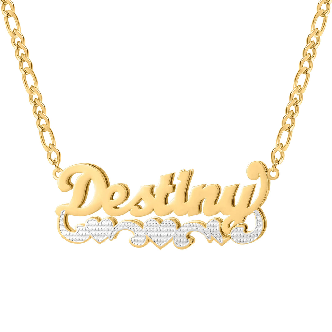 Double Plated Two Tone Heart Name Necklace - ClickNShopGoods