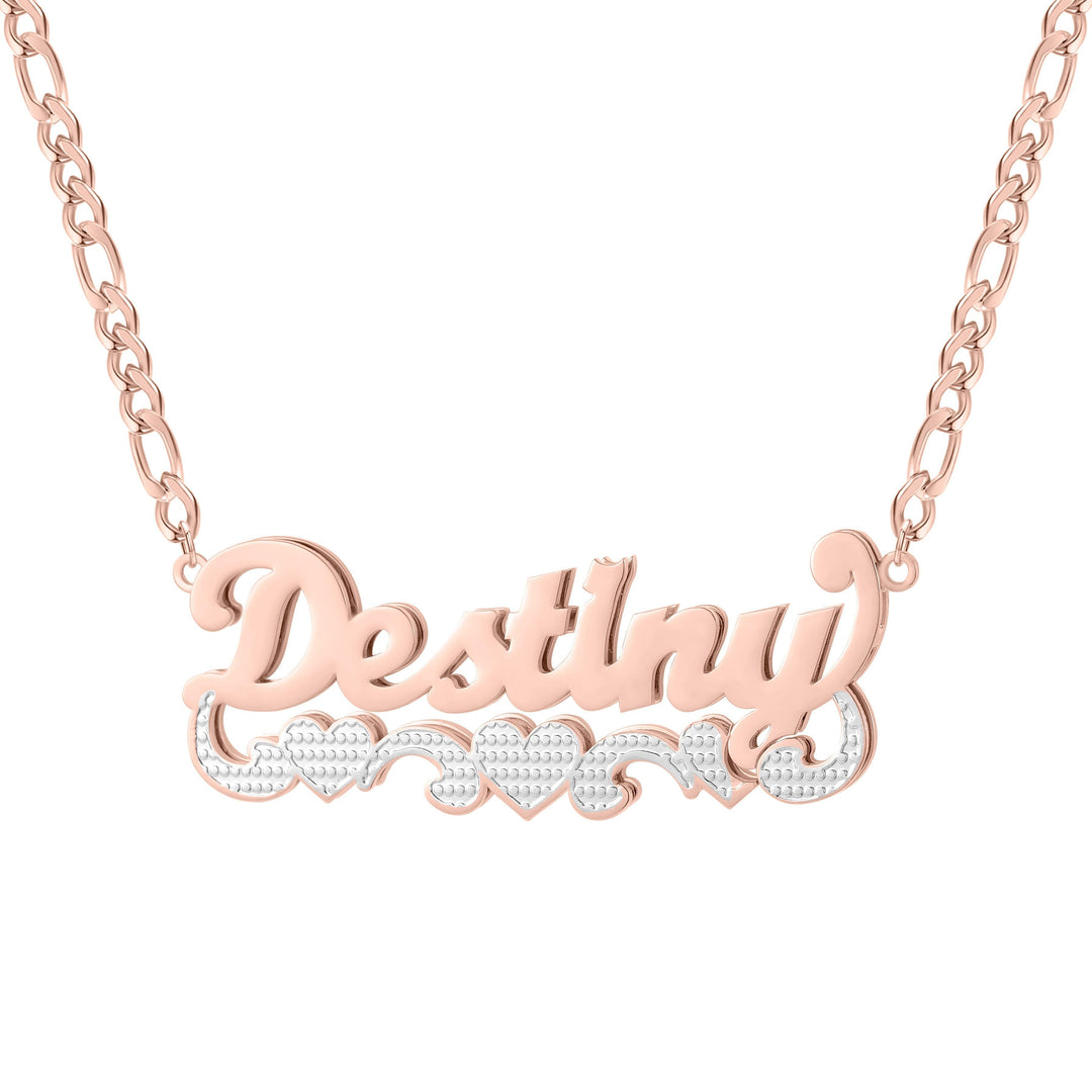 Double Plated Two Tone Heart Name Necklace - ClickNShopGoods