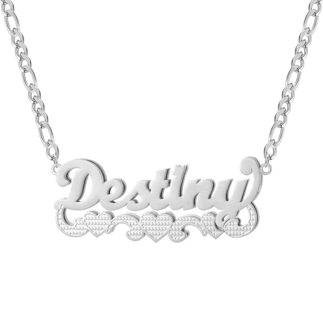 Double Plated Two Tone Heart Name Necklace - ClickNShopGoods