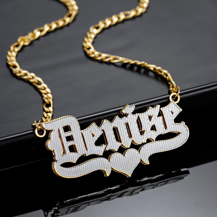 Double Plated Gothic Name Necklace - ClickNShopGoods