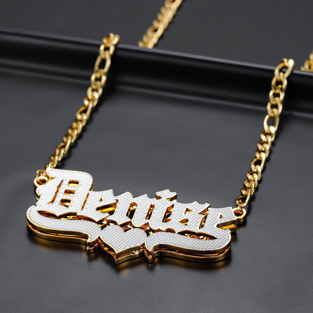 Double Plated Gothic Name Necklace - ClickNShopGoods