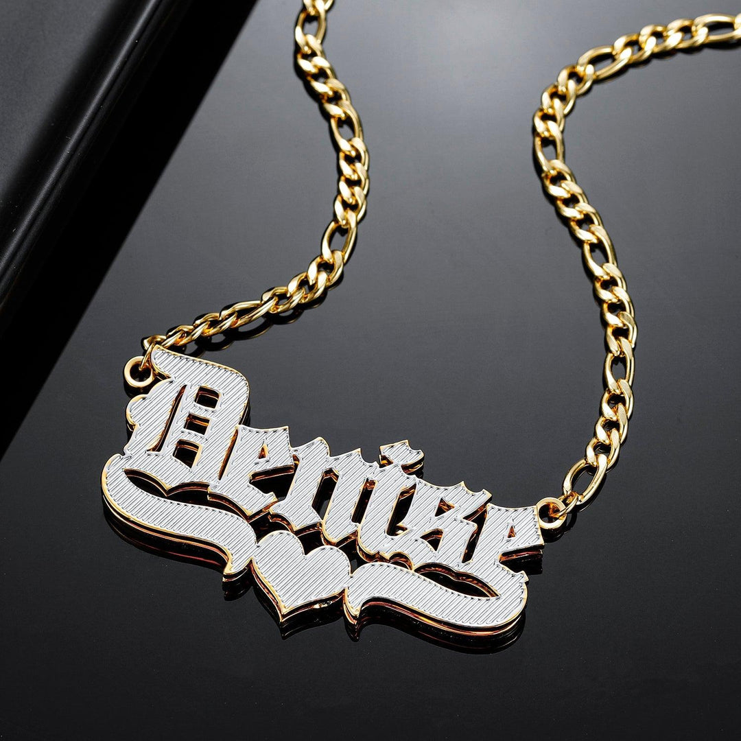 Double Plated Gothic Name Necklace - ClickNShopGoods