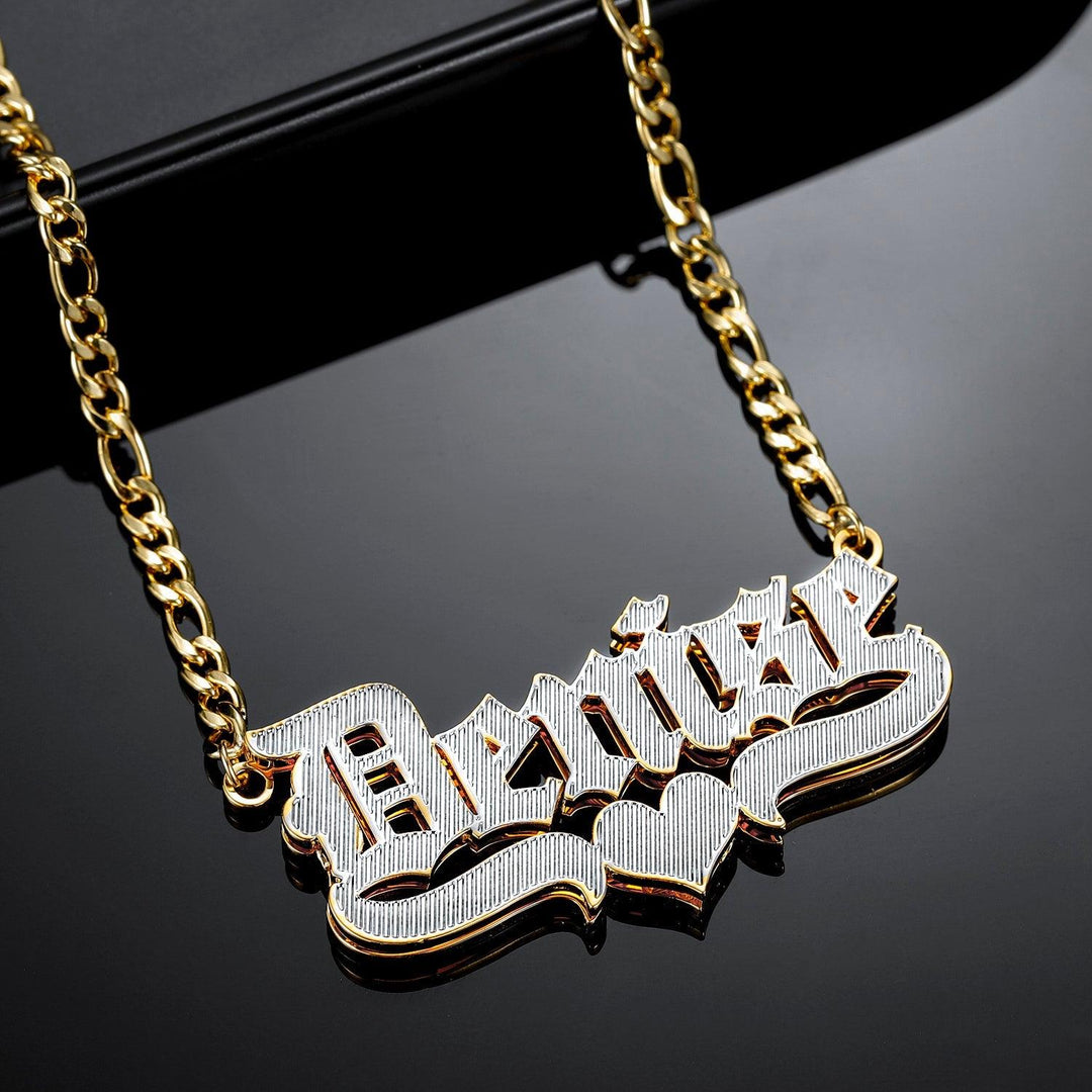 Double Plated Gothic Name Necklace - ClickNShopGoods