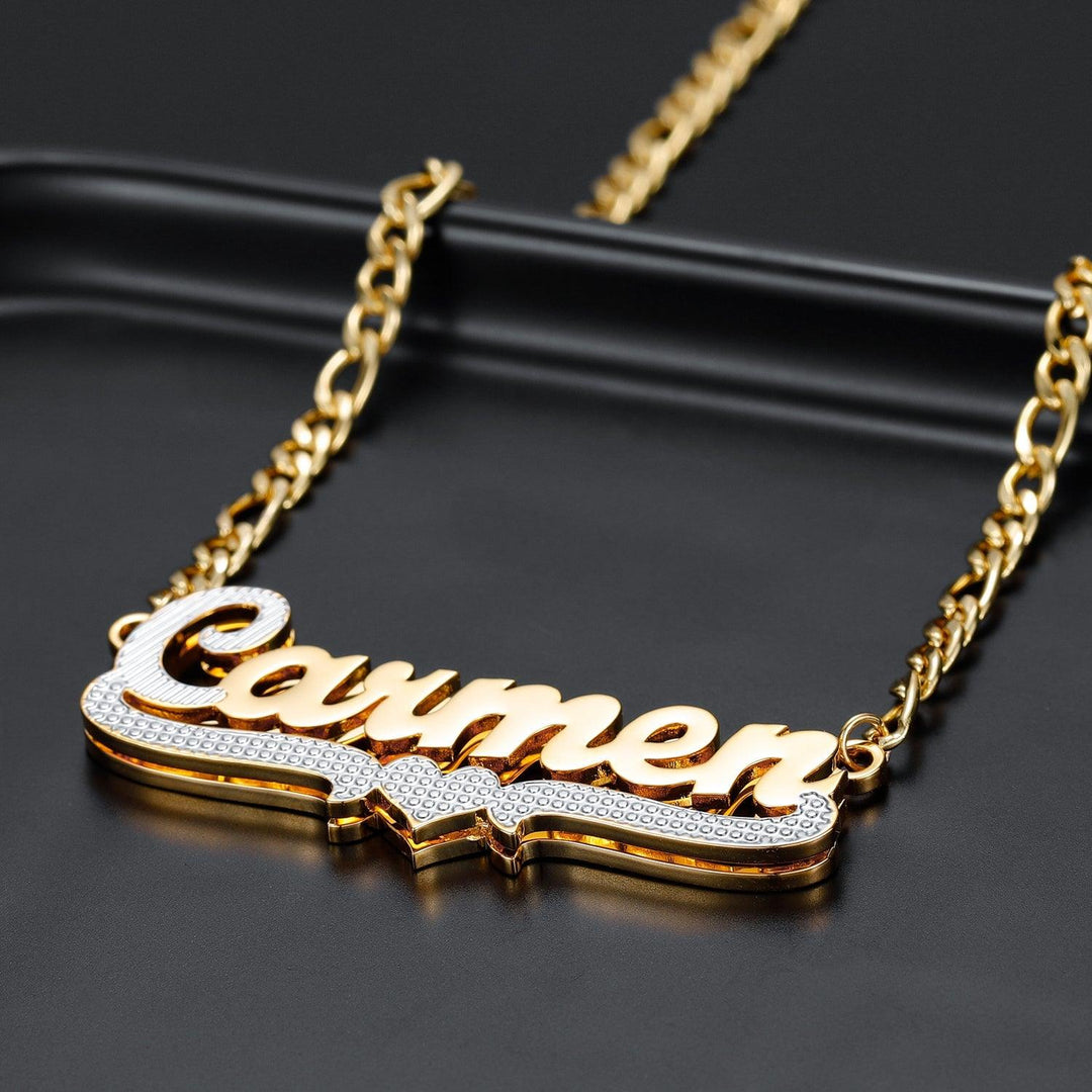 Double Plated Two Tone Heart Name Necklace - ClickNShopGoods