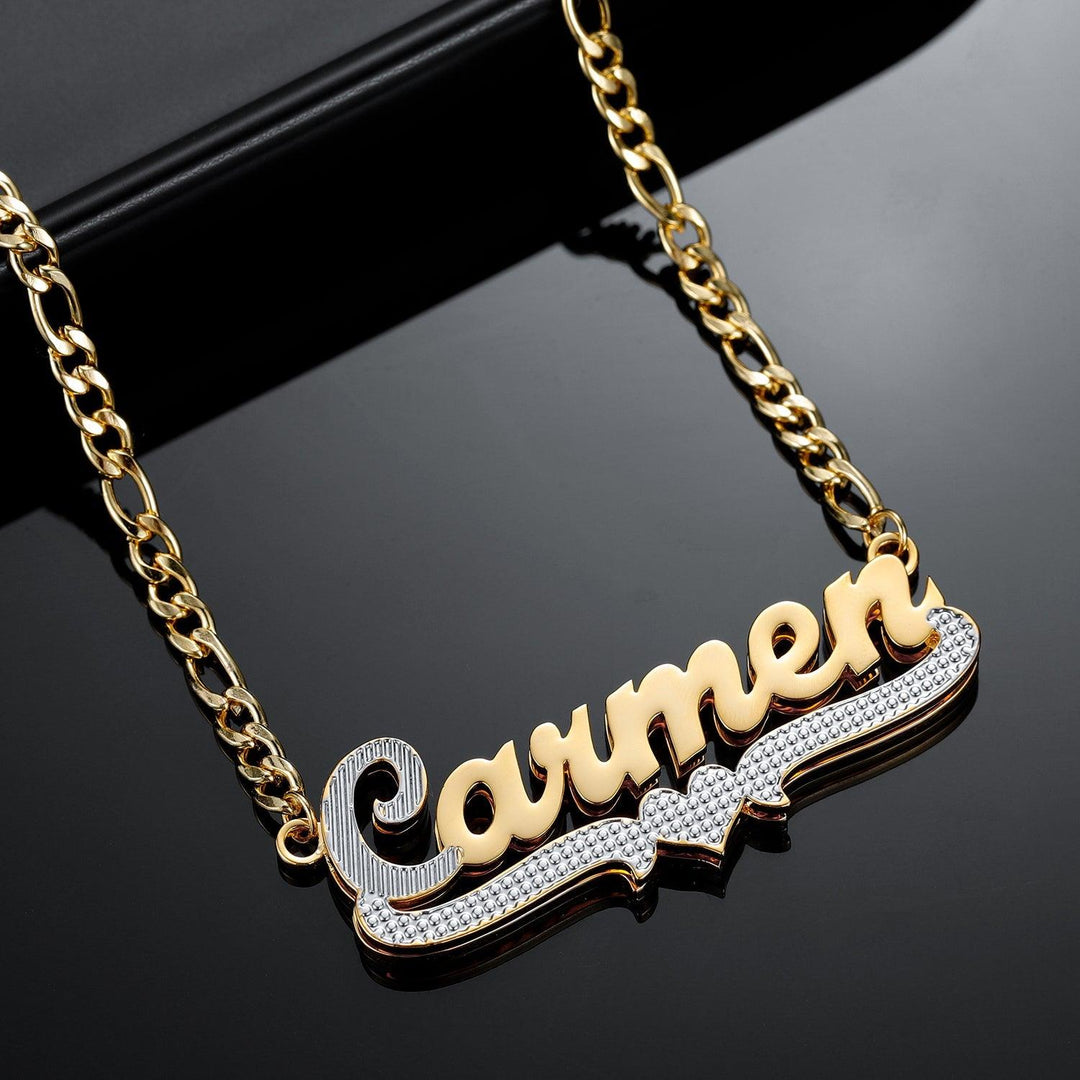 Double Plated Two Tone Heart Name Necklace - ClickNShopGoods