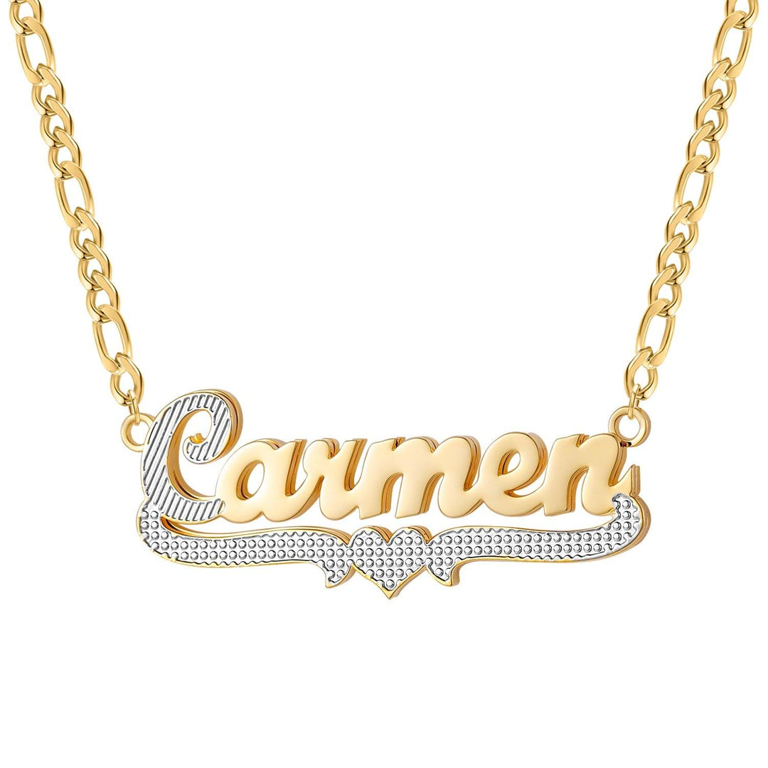 Double Plated Two Tone Heart Name Necklace - ClickNShopGoods