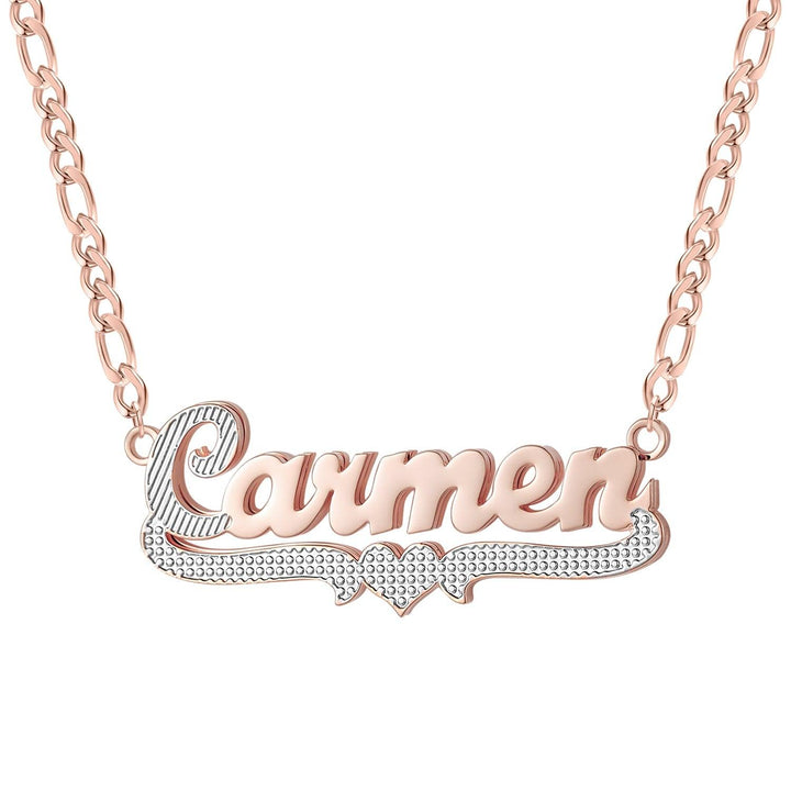 Double Plated Two Tone Heart Name Necklace - ClickNShopGoods