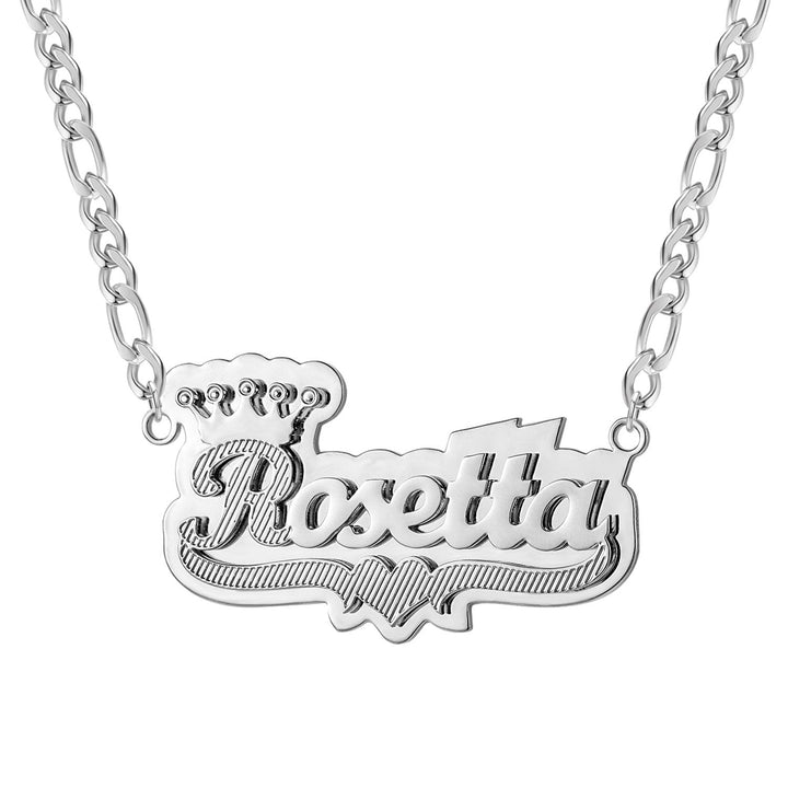 Two Tone Crown Name Necklace w/ Diamonds - ClickNShopGoods