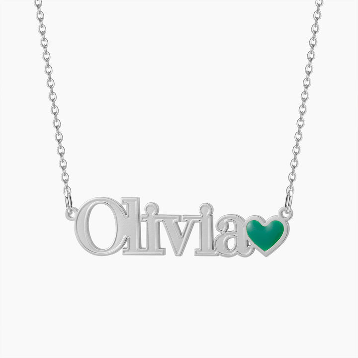 Heart Name Necklace w/ Emerald - ClickNShopGoods