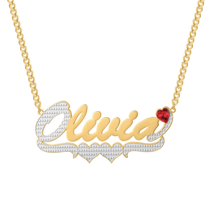 Birthstone Two Tone Name Necklace - ClickNShopGoods