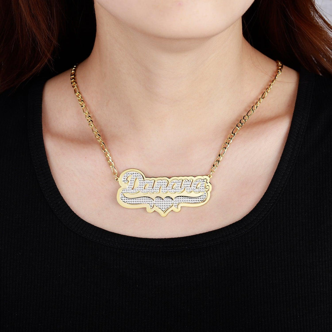 Pop Out  Two Tone Heart Name Necklace - ClickNShopGoods