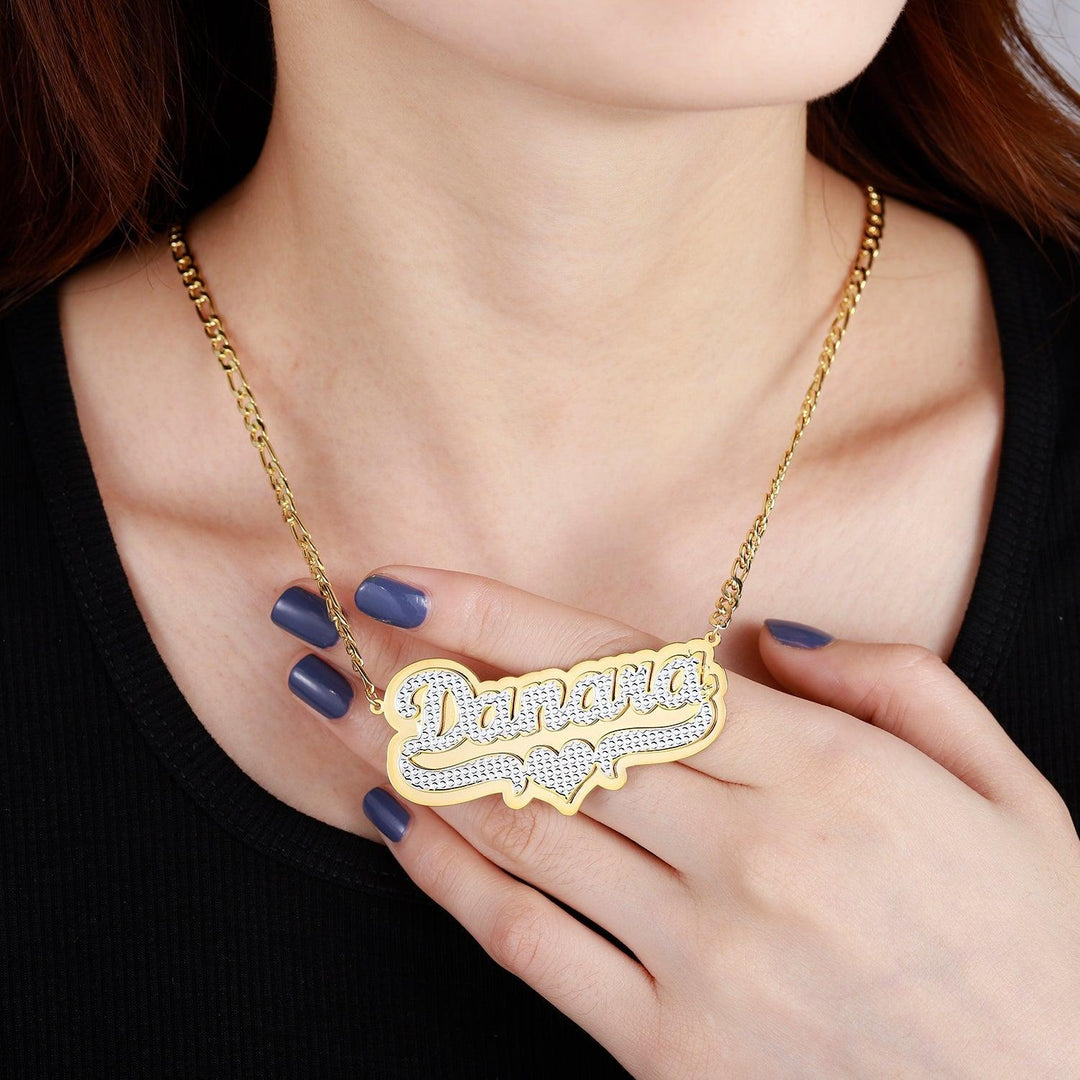 Pop Out  Two Tone Heart Name Necklace - ClickNShopGoods