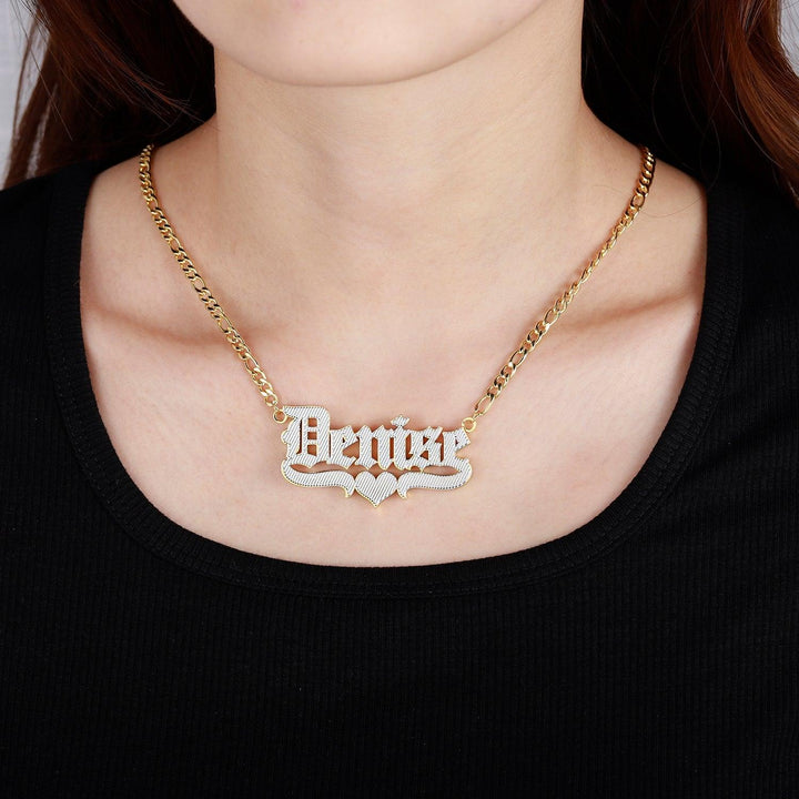 Double Plated Gothic Name Necklace - ClickNShopGoods