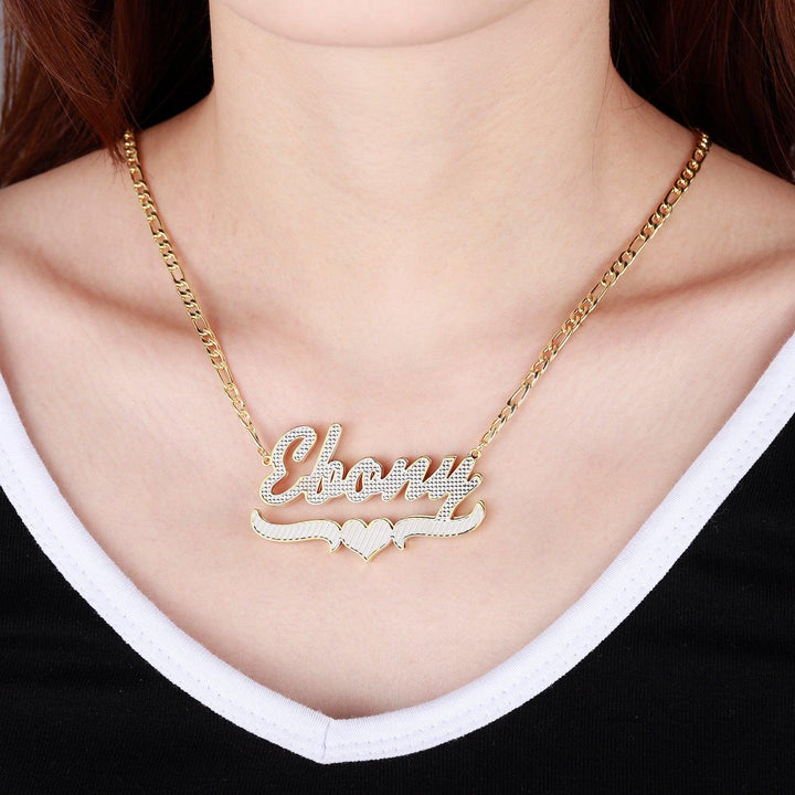 Double Plated Heart Name Necklace - ClickNShopGoods