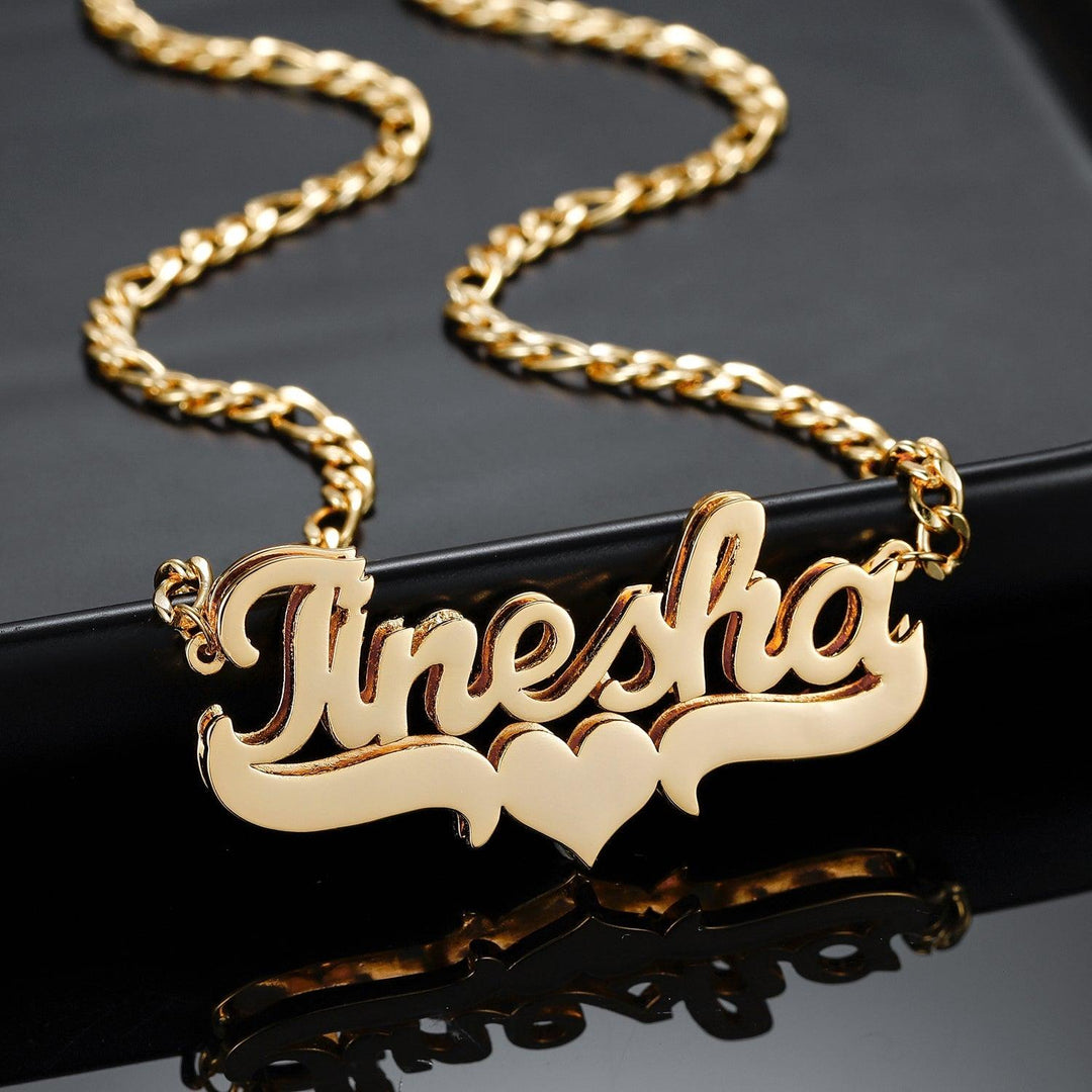 Double Plated Heart Name Necklace - ClickNShopGoods