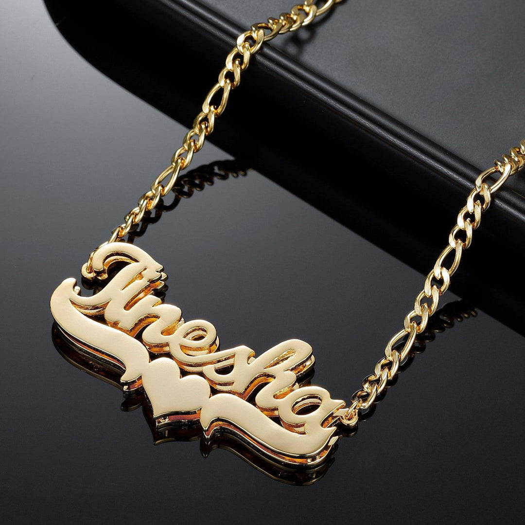 Double Plated Heart Name Necklace - ClickNShopGoods