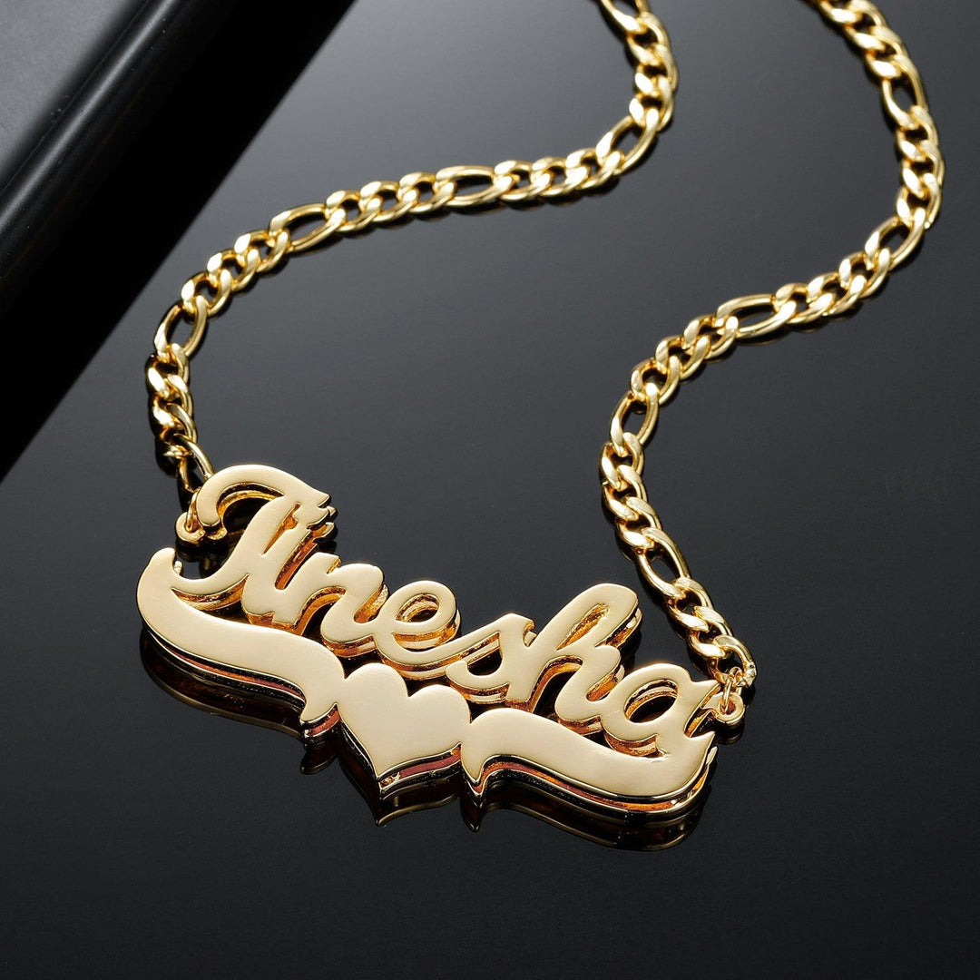 Double Plated Heart Name Necklace - ClickNShopGoods