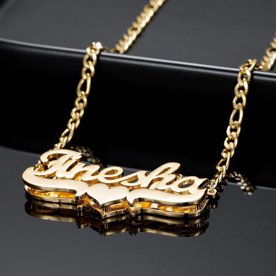 Double Plated Heart Name Necklace - ClickNShopGoods