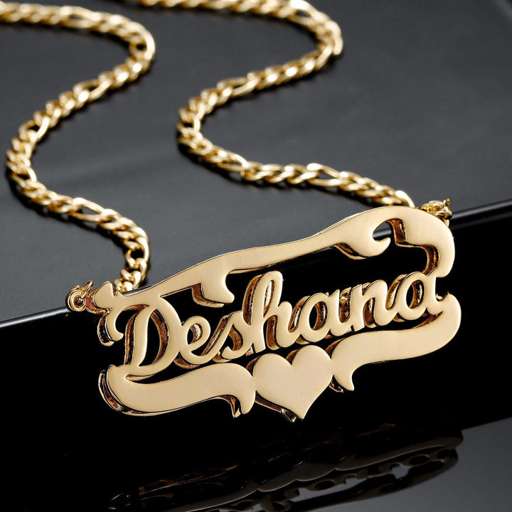 Double Plated Gothic Name Necklace - ClickNShopGoods