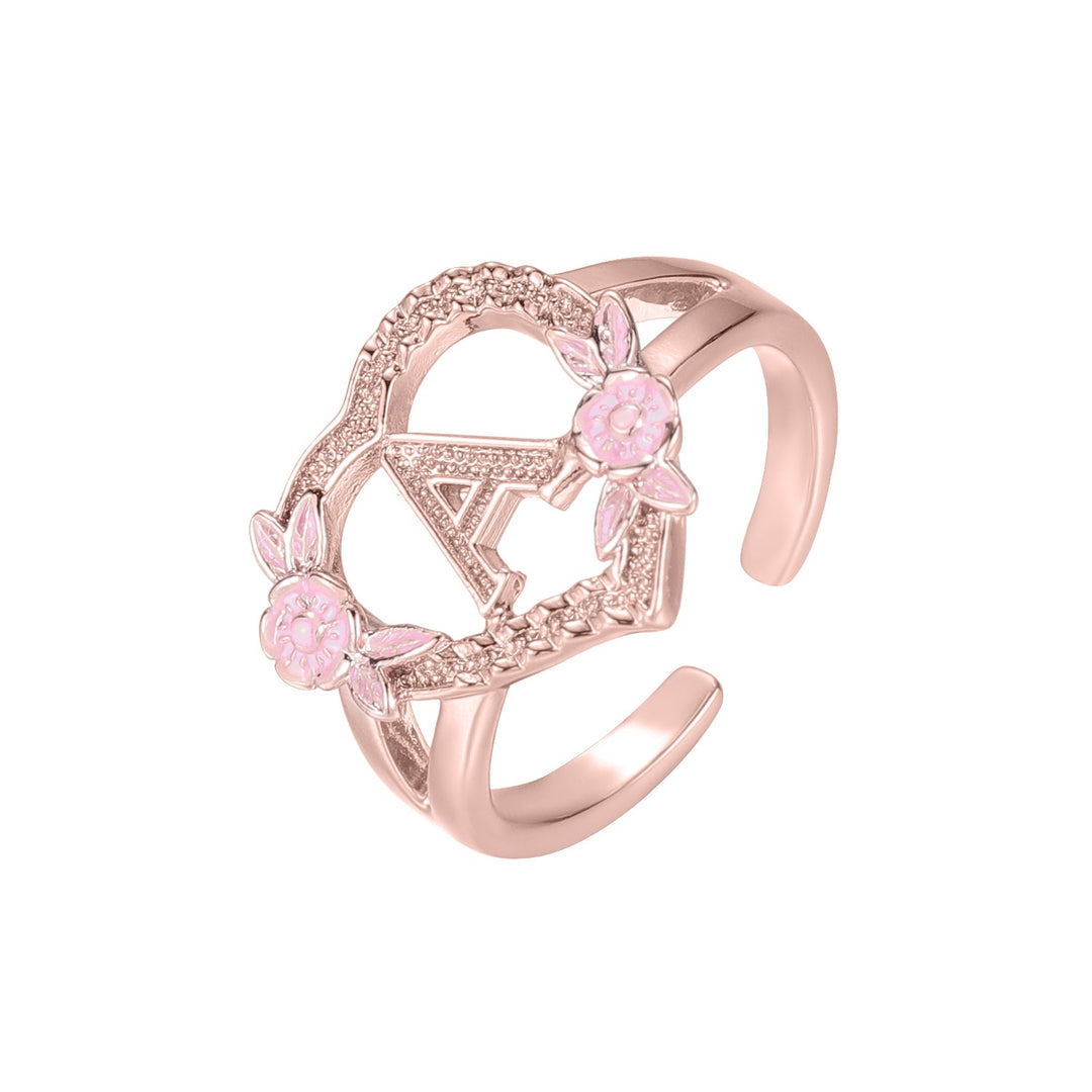 Peach Blossom Initial Letter Ring - ClickNShopGoods