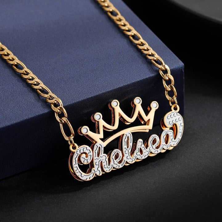 Double Plated Crown Name Necklace - ClickNShopGoods