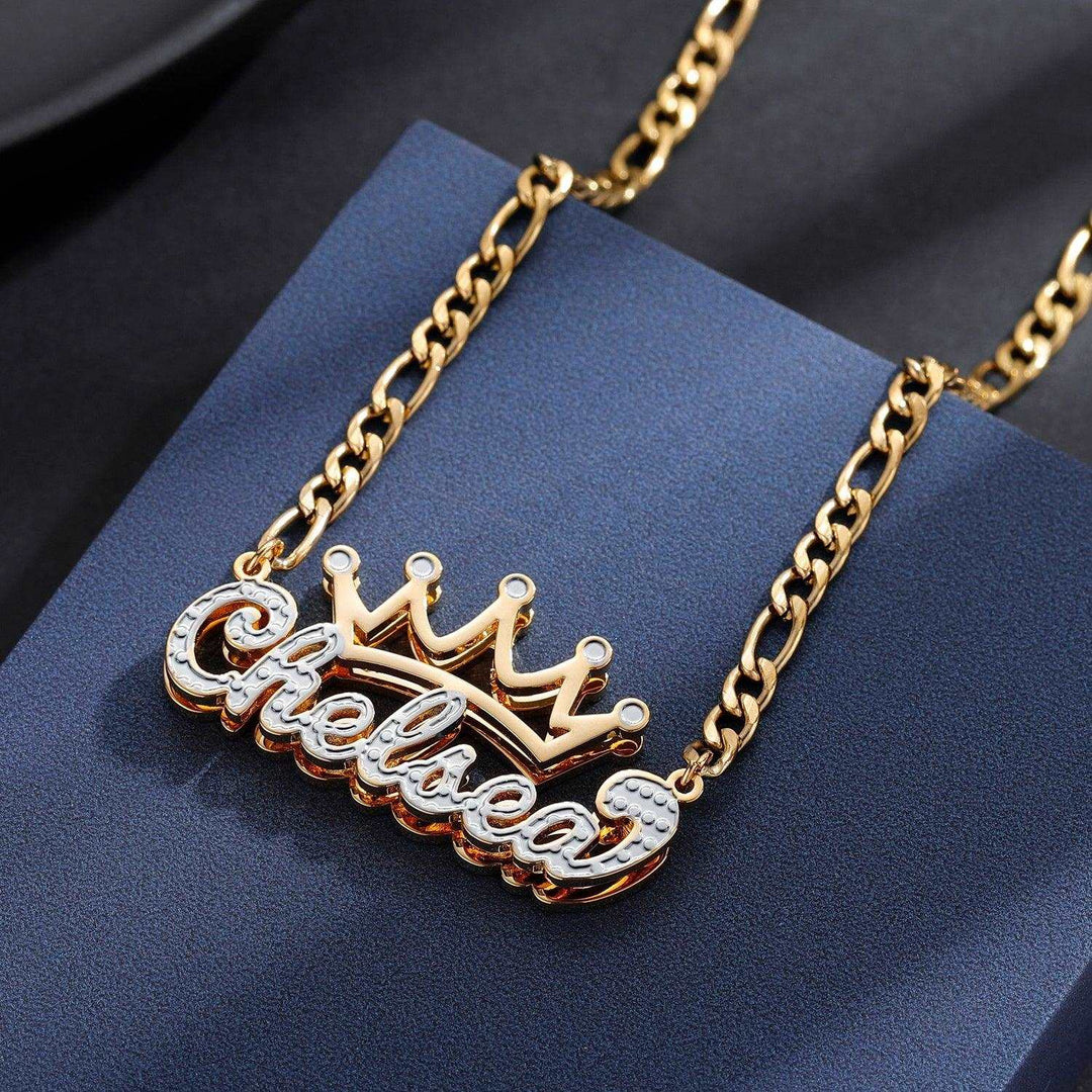 Double Plated Crown Name Necklace - ClickNShopGoods