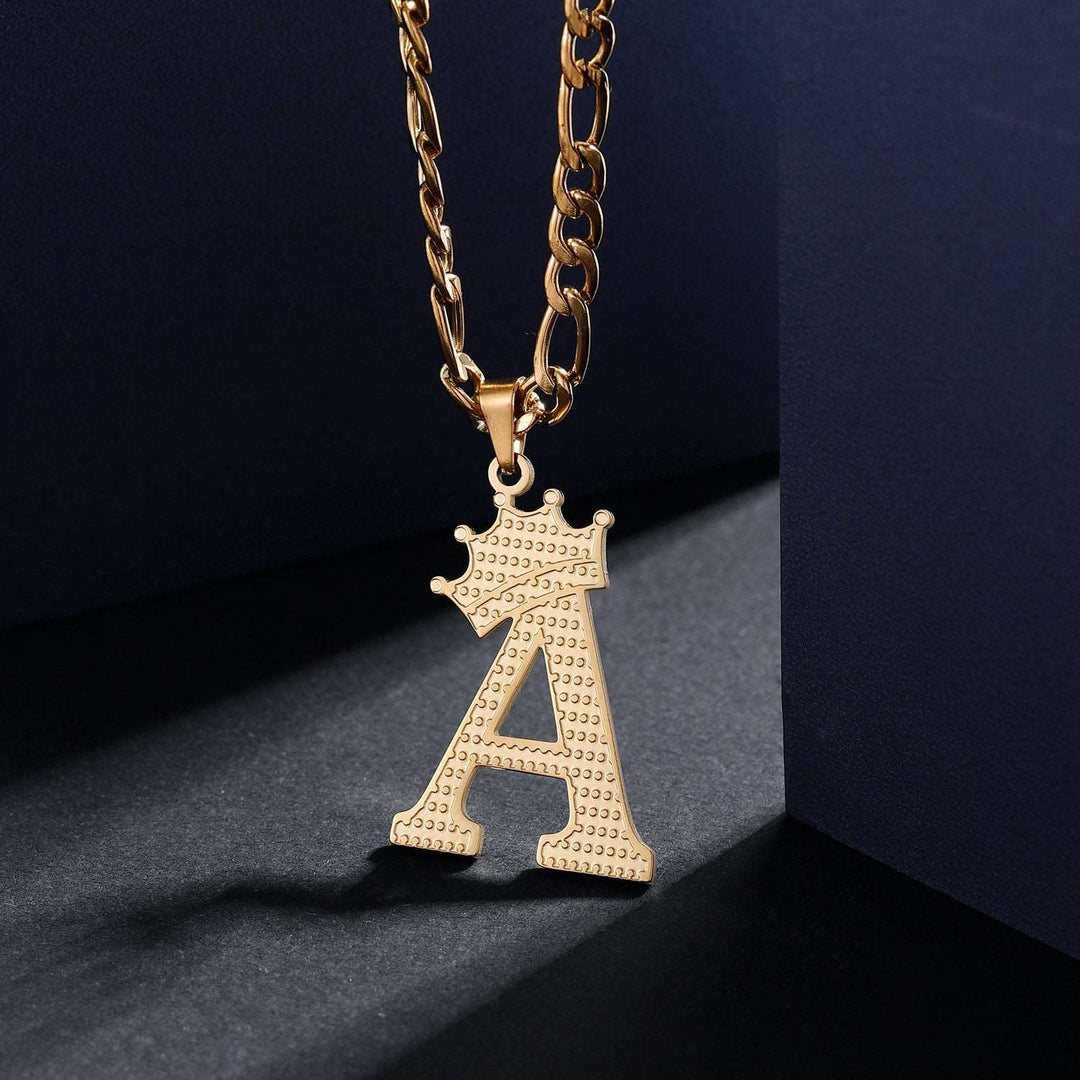 Crown Initial Letter Necklace - ClickNShopGoods