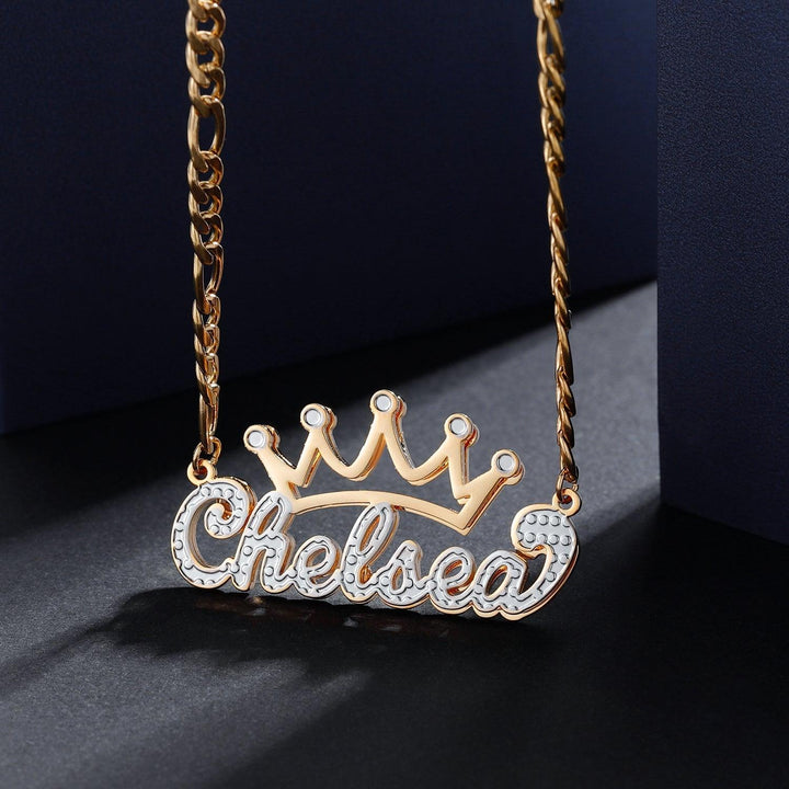 Double Plated Crown Name Necklace - ClickNShopGoods