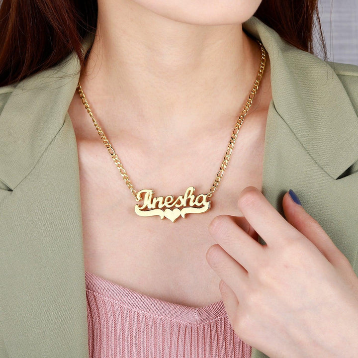 Double Plated Heart Name Necklace - ClickNShopGoods