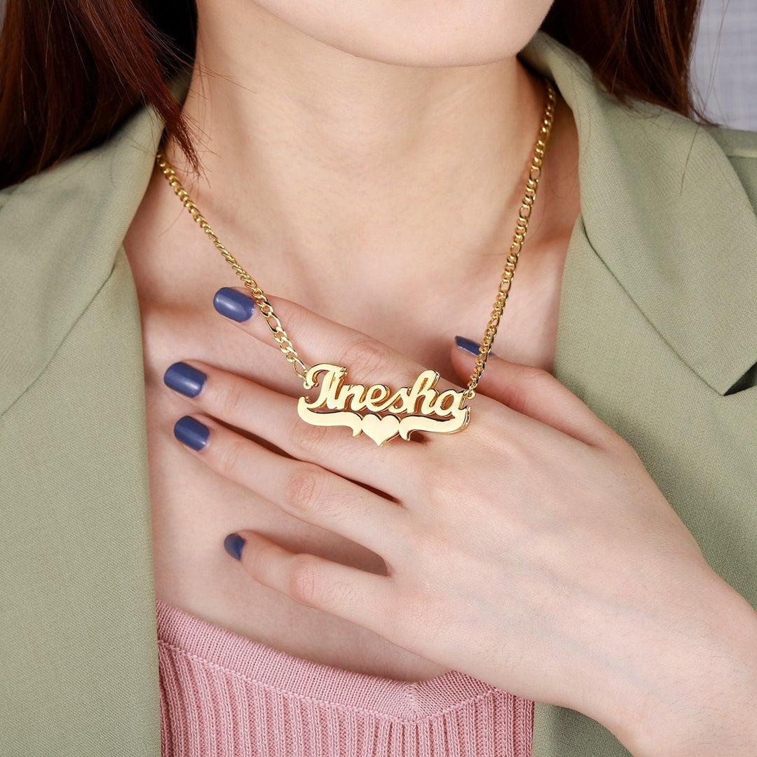 Double Plated Heart Name Necklace - ClickNShopGoods