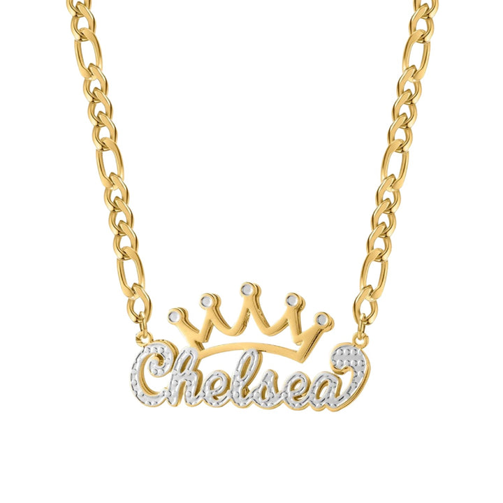 Double Plated Crown Name Necklace - ClickNShopGoods