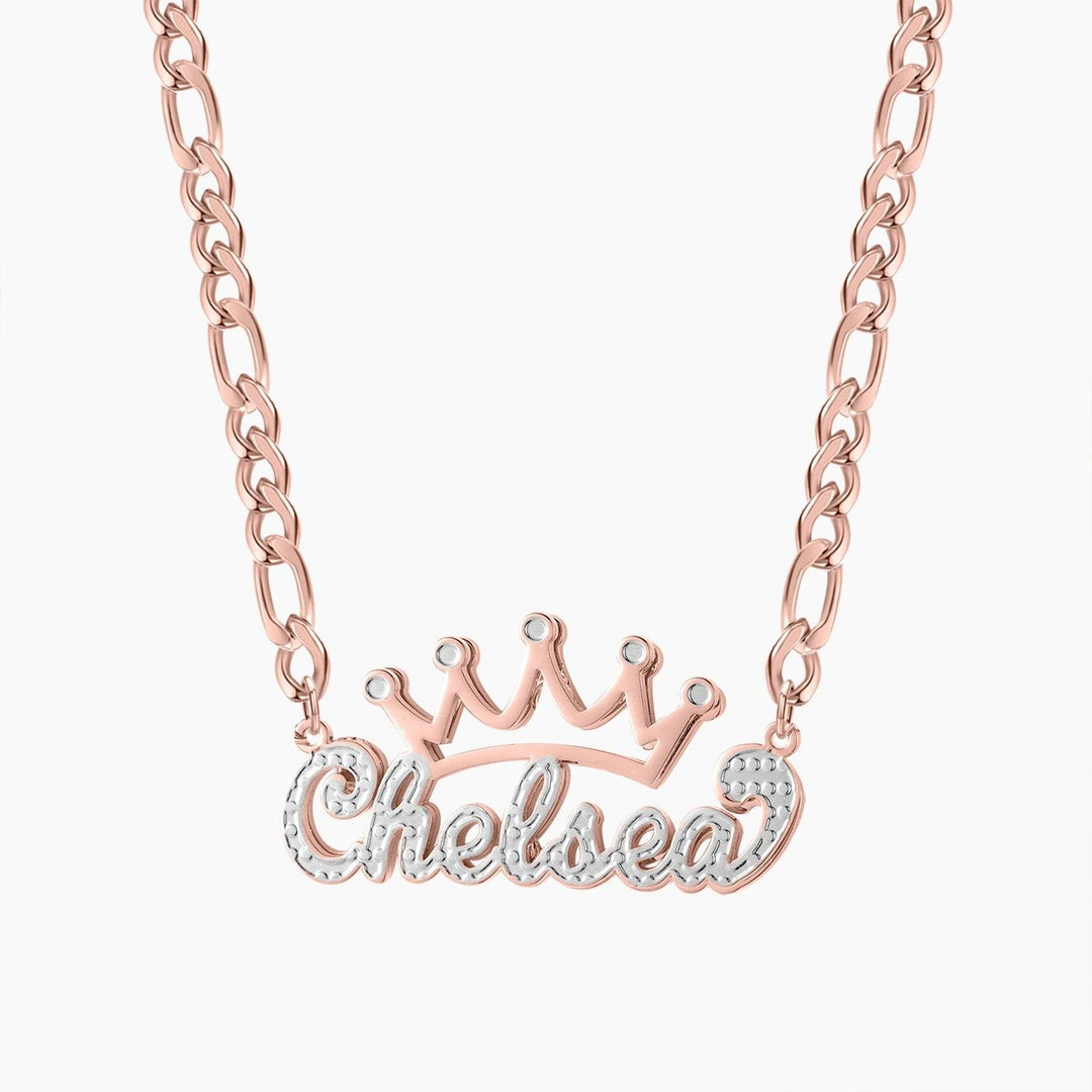 Double Plated Crown Name Necklace - ClickNShopGoods