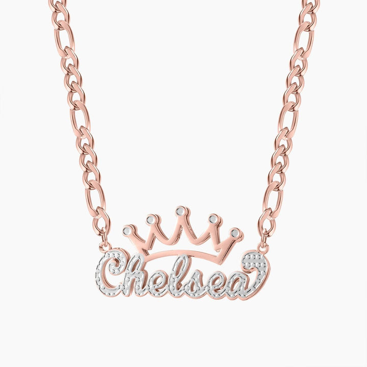 Double Plated Crown Name Necklace - ClickNShopGoods