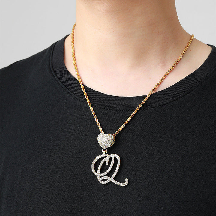 Iced Initial Letter Heart Twist Necklace - ClickNShopGoods