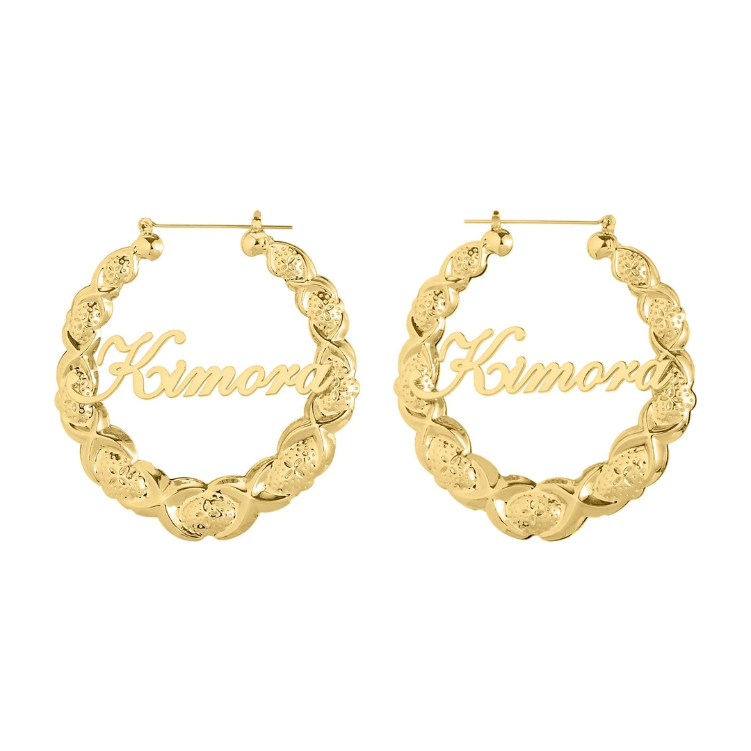 Bamboo Hoop Name Earrings - ClickNShopGoods